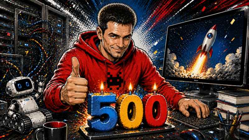 Grafik: 500 Artikel open-how2 – Ein IT- und KI-Meilenstein